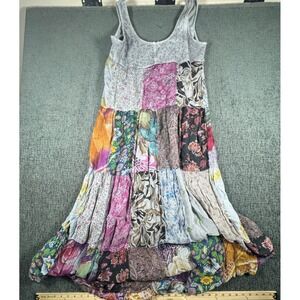 Young Threads Patchwork Maxi Dress Womens Medium NWT Boho Tiered Floral Mixed